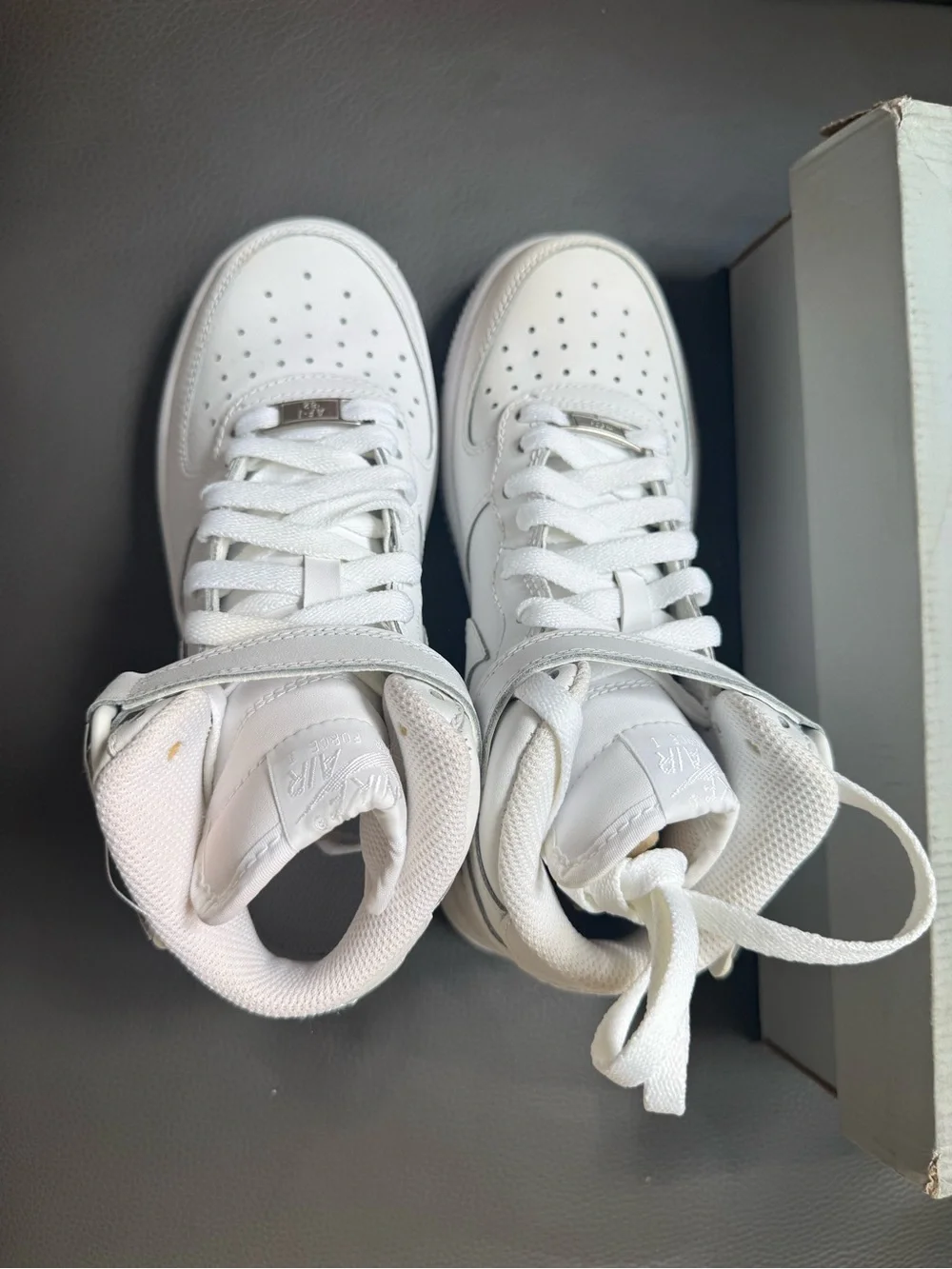 Nike Air Force MID (GS) Sneakers 314195 113 White/White/White Kids Size 3.5Y New